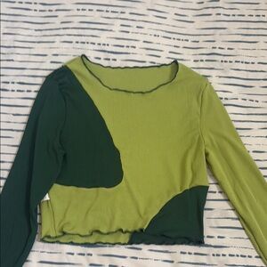 Stylish Green Patchwork Women's Top